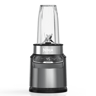 Ninja Nutri Pro Compact Personal Blender, 18-Oz and 24-Oz To-Go Cups & Spout Lids, Auto-iQ Technology, Smoothies, Crush, BN400 Stone Silver