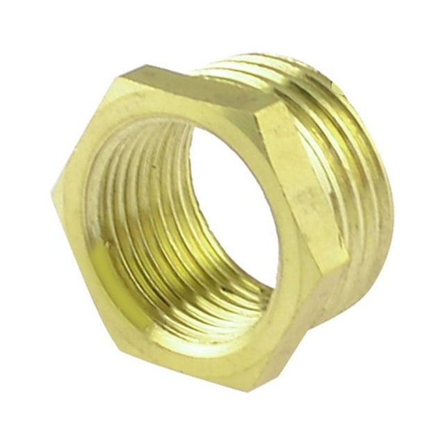 Unique Bargains Brass 1/2' PT Male to 3/8' PT Female Thread Hex Bushing Pneumatic Quick Coupler