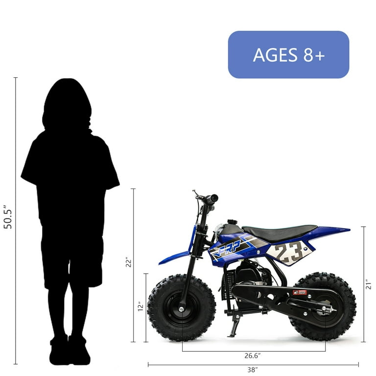 FRP DB002 Kid Dirt Bike, Mini Kid Dirt Bikes W/ EPA Approved Engine for  Kids Over Age 8, Upgrade Tires for Kid Dirt Bike Speed Up 20 Mph Weight  Support 165 LB