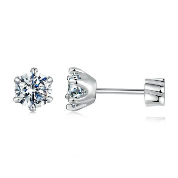 Sparkling Moissanite Studs 925 Sterling Silver Lab-Created Diamond Alternative Jewelry for Women Men