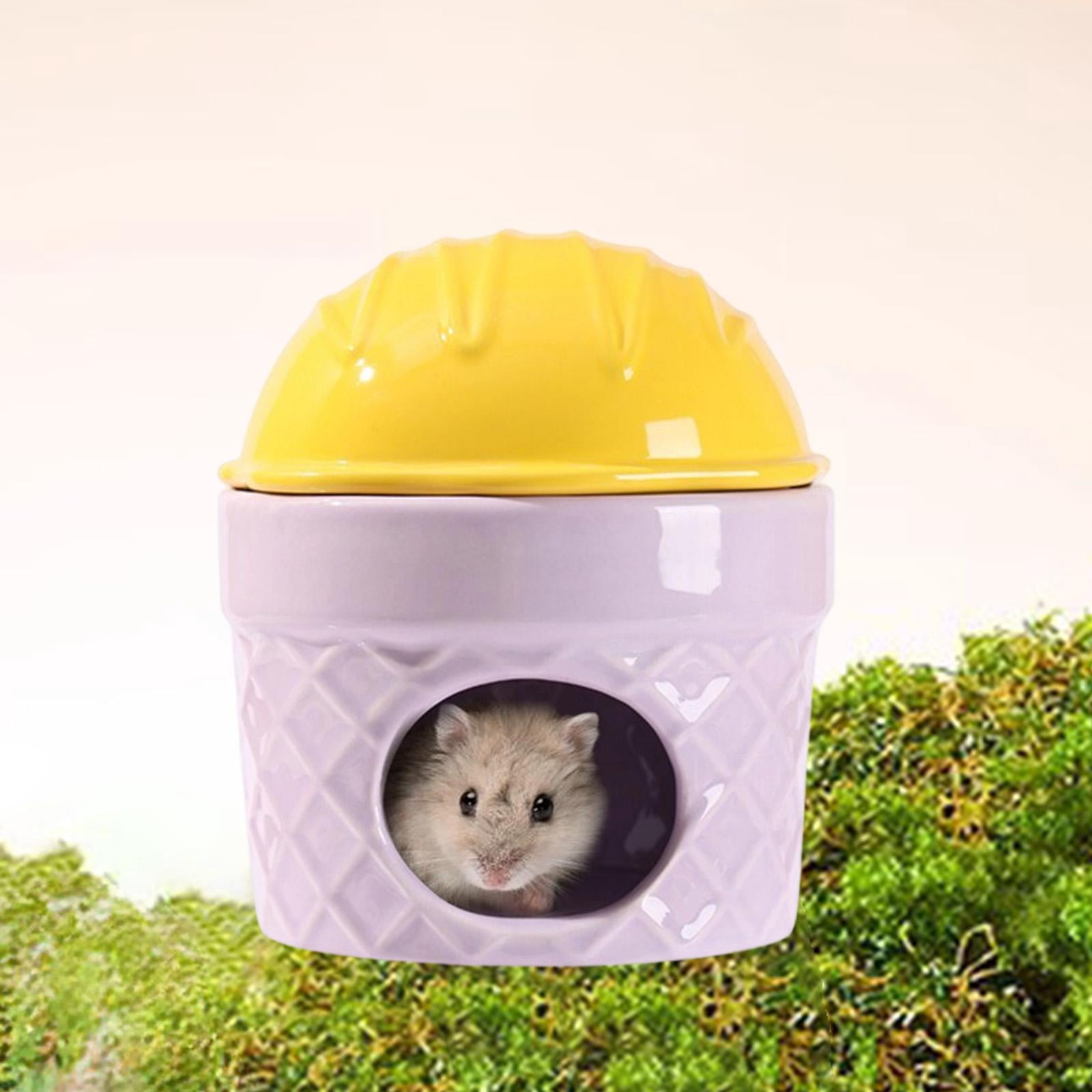 oshhni Ceramic Hamster Nest Hamster Habitats for Dwarf Hamster Ferret Small Animals Yellow
