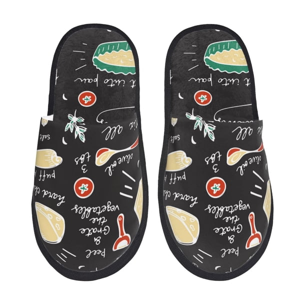 Fotbe Vegetable Quiche Pantuflas Peludas para Mujer con Estampado, Zapatillas de Peluche, Zapatos de Invierno para Casa, Uso Interior y Exterior-Large