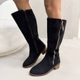 thumbnail image 7 of Women's Knee High Boots Matte Suede Pointed Toe Side Zipper Chunky Heel Fashion Tall Boots, 7 of 7