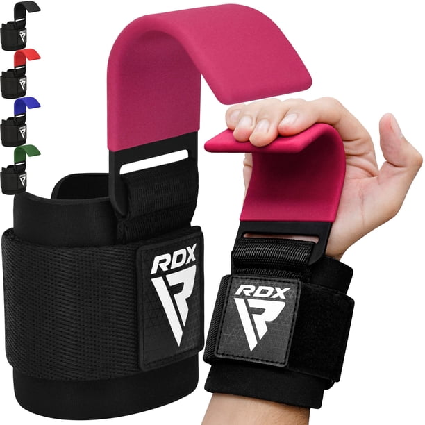 Par de ganchos para levantamiento de pesas RDX con soporte para la muñeca