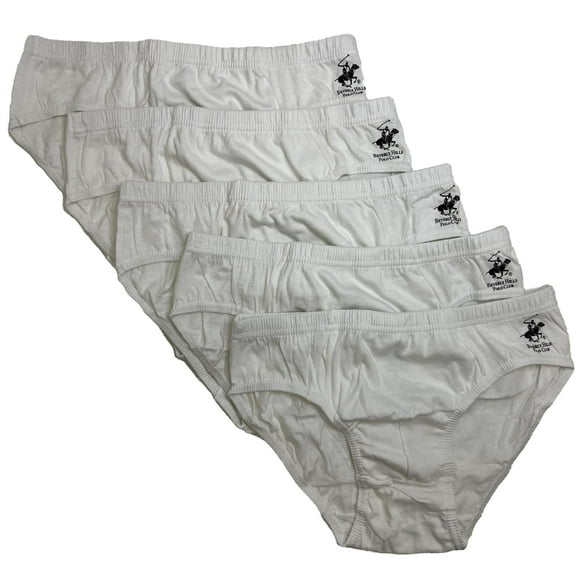 Calzoncillos tipo slip de tiro bajo Beverly Hills Polo Club, paquete de 5, color blanco