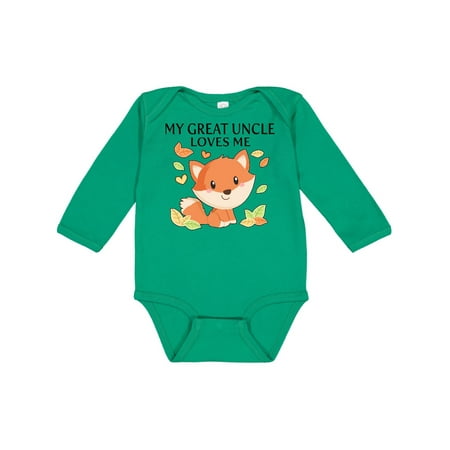 

Inktastic My Great Uncle Loves Me- little fox Gift Baby Boy or Baby Girl Long Sleeve Bodysuit