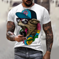 thumbnail image 1 of T-shirt Imprimé Animal Intéressant pour Hommes Col Rond Manches Courtes Style Hip-hop Décontracté Vêtements de Rue Harajuku Été, 1 of 5