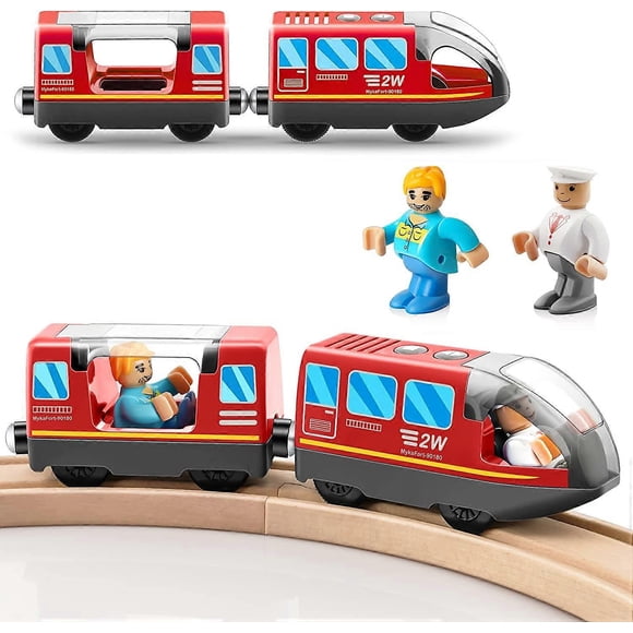 Tiny Land Battery Powered Locomotive Train - Powerful Engine Train Compatible with Wooden Tracks and Trains - Toddler Toys - Red