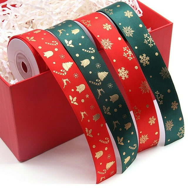 1 Roll Portable Ribbon Add Atmospheres Polyester Printed Snowflake Deer Glitter Ribbon for Home