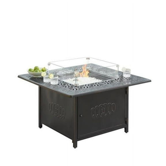 42 in. Aluminum Outdoor Square Propane Fire Table, Antique Copper