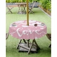 thumbnail image 4 of Fsddascl Pink Valentines Outdoor Tablecloth - 60 Inch Round Dining Table Cover, White Love Heart Waterproof Outdoor Table Cloth with Umbrella Hole & Zipper for Picnic/Patio/Party, 4 of 7