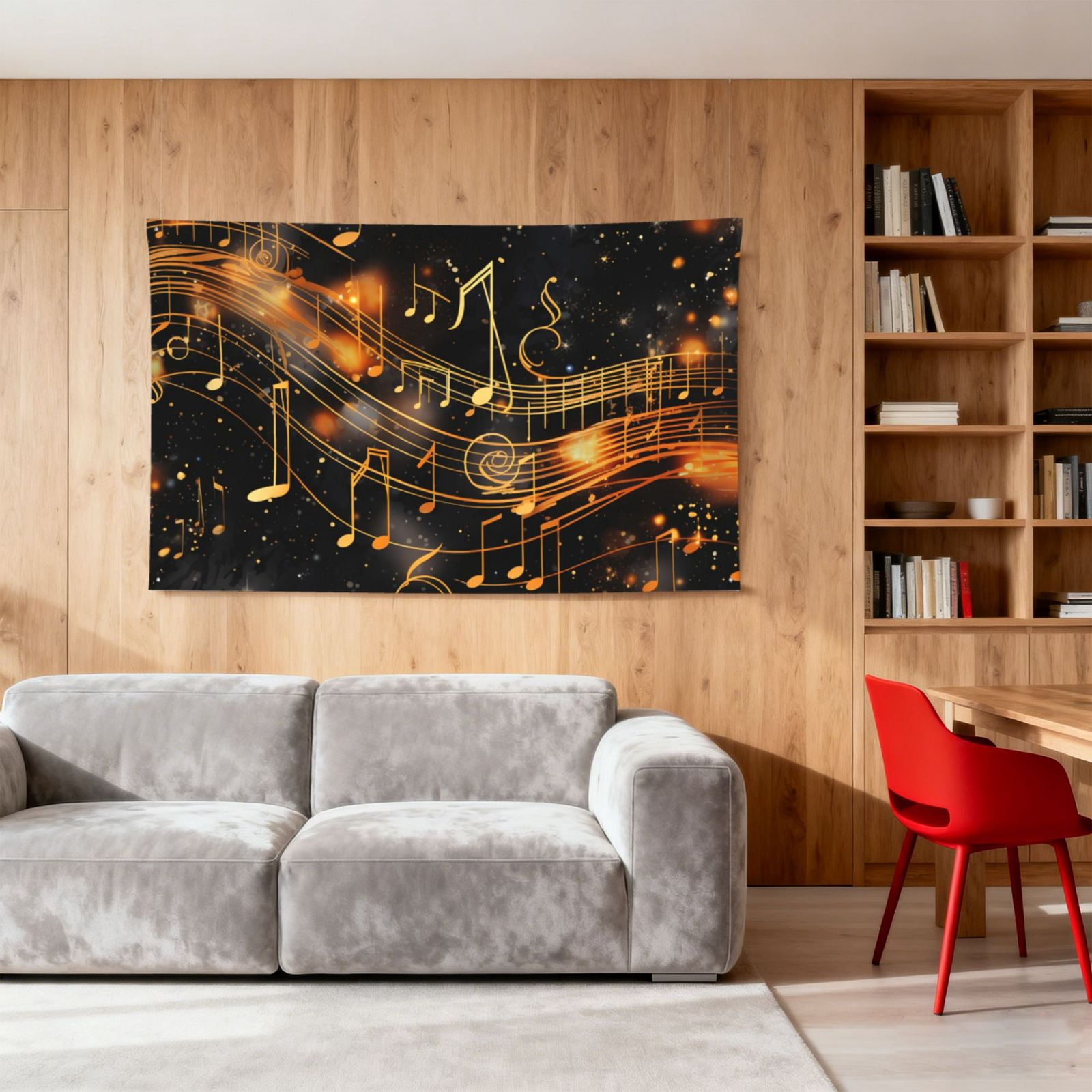Golden Musical Notes With Piano Starry Four Hole Decorated Banner Flag for Garden Yard Home Decoration Indoor Outdoor 4x6 Ft