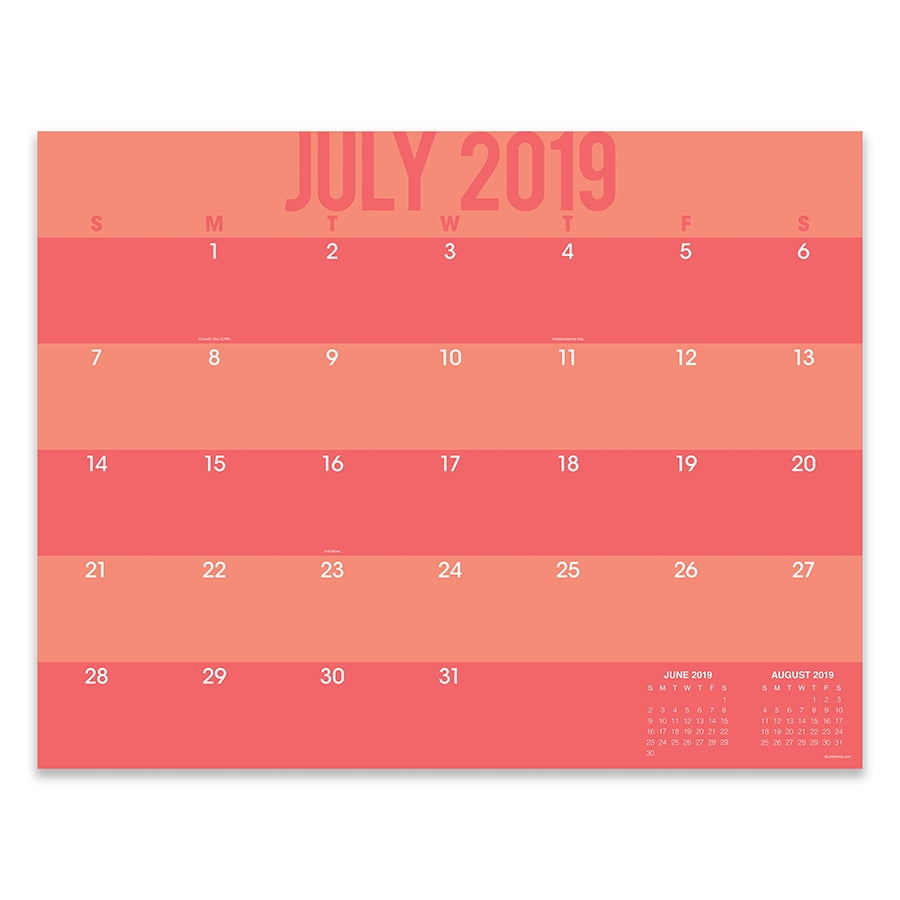 July 2019 - June 2020 Color Stripes Large Desk Pad Monthly Calendar ...