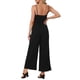 thumbnail image 3 of Mono de verano INSPIRE CHIC para mujer, tirantes de espagueti, corte abierto, pantalón ancho, color negro, 3 of 6