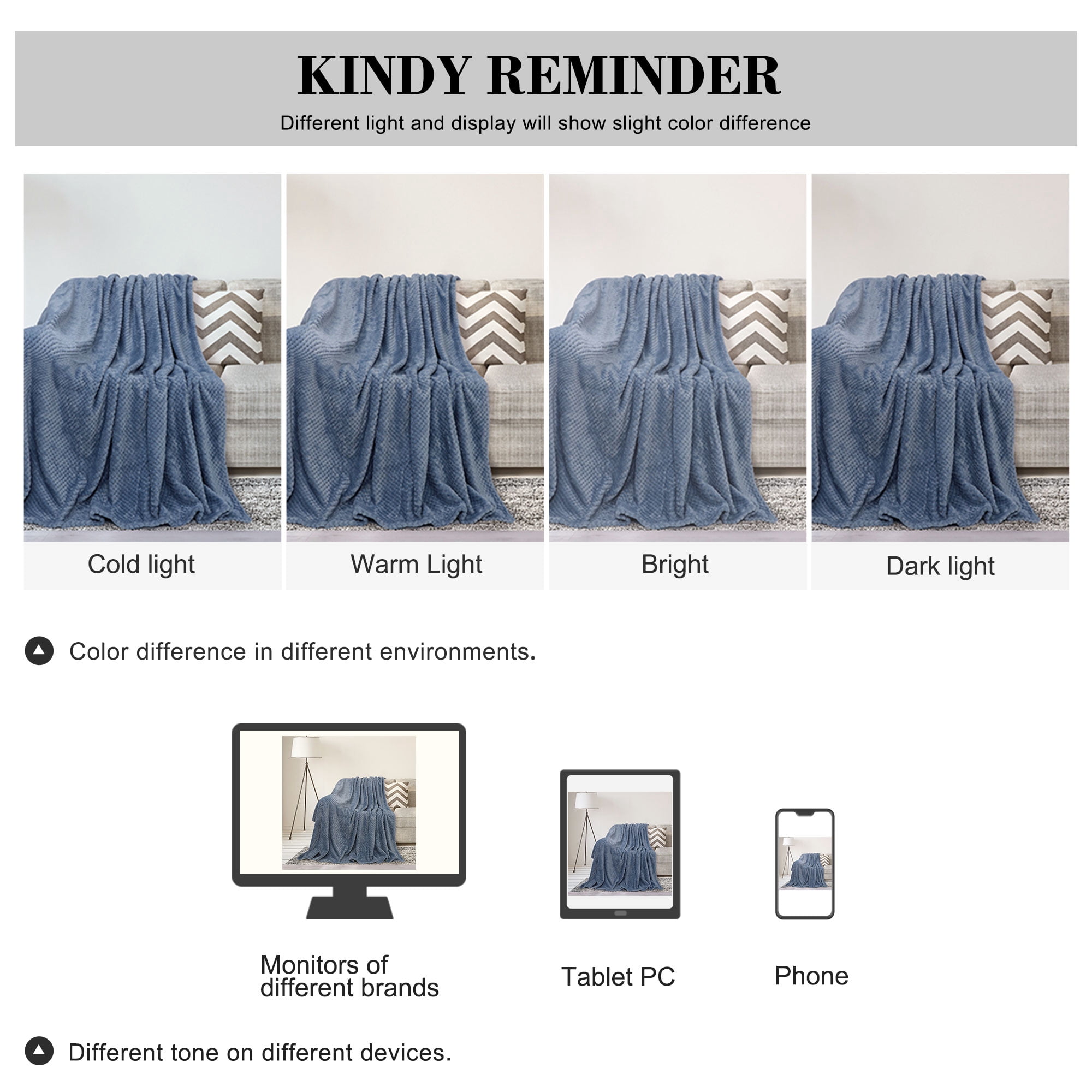 Unique Bargains Soft Flannel Fleece Velvet Blanket Smoked Blue 50" x 60"