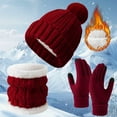 thumbnail image 2 of Hontri Hat Gloves Scarf Set Women Women's Winter Warm Gloves Hat And Neck Set with Thick Velvet for Cold And Cycling Young Women Gift Ideas Wine, 2 of 6
