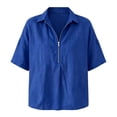 thumbnail image 6 of cfhntfmh Womens Tops Summer Half Sleeve Collared V Neck T-Shirts Zipper Loose Casual Workout Shirts Solid Color Clothes, 6 of 6