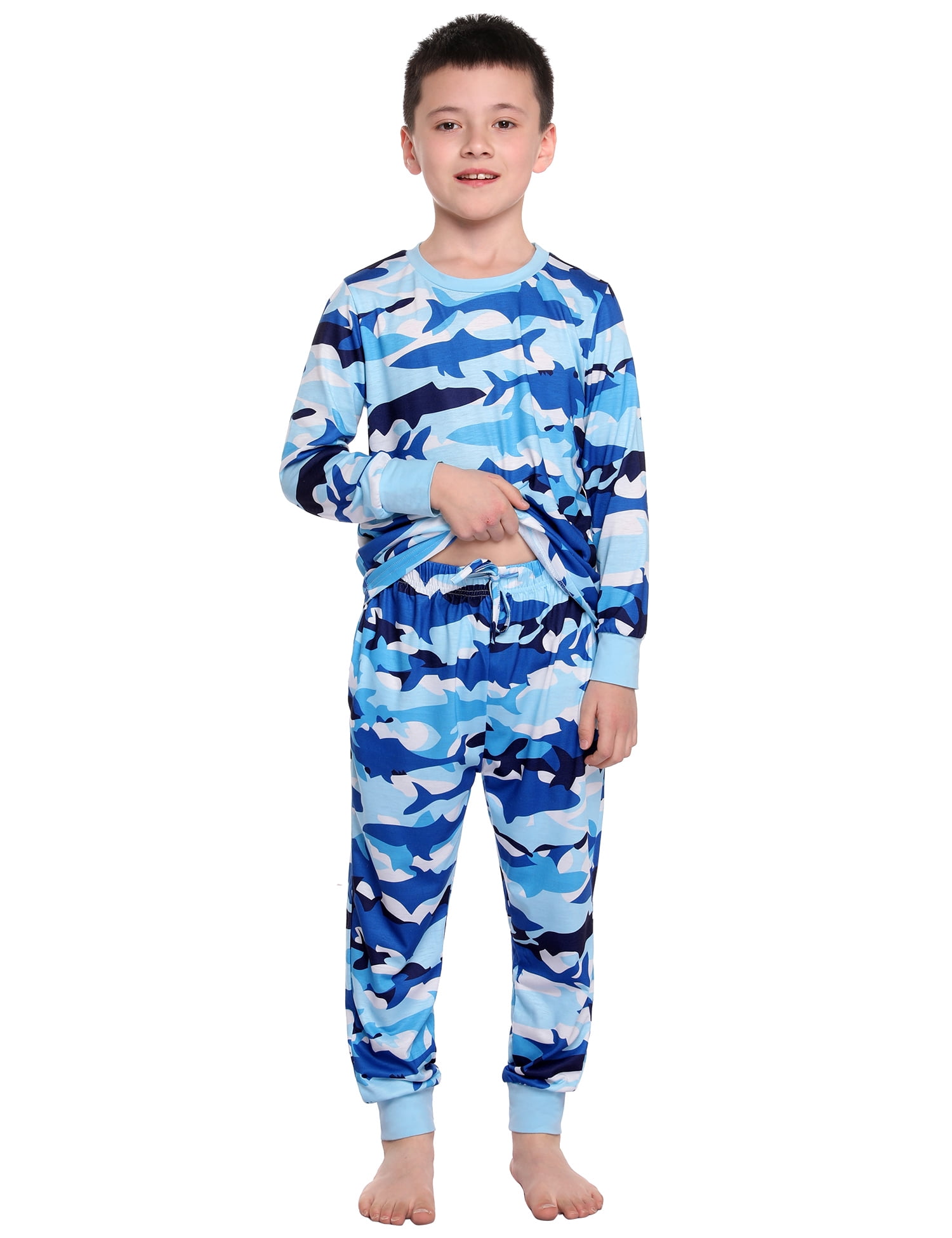 Uniexcosm Big Boys Fall Pajamas Sleepwear Long Sleeve 2-Piece Male Kids ...