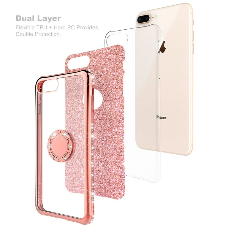 Iphone 7 Square Time Case, Bling Ring Holder Cover