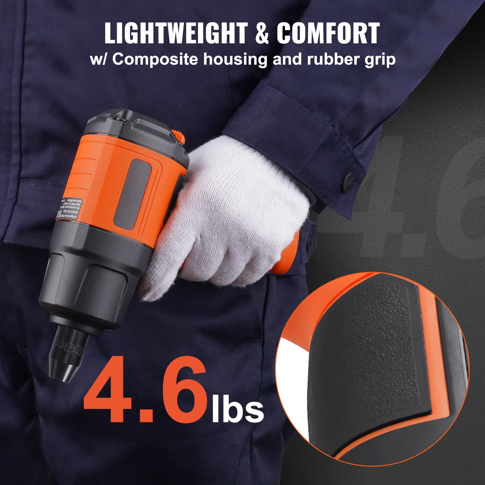 KFFKFF 1/2-Inch Air Impact Wrench, High Torque Up to 1400 ft-lbs, Lightweight 4.6 lb Design Pneumatic Impact Gun with 11-PCS Drive CR-V Steel Impact Socket Set & Carrying Case