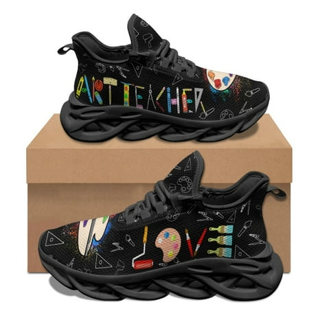 

Art Teacher Love Print Women s Sneakers Teacher s Day Gift Comfort Lace Up Non-Slip Running Shoes Summer Lightweight Flats Shoes