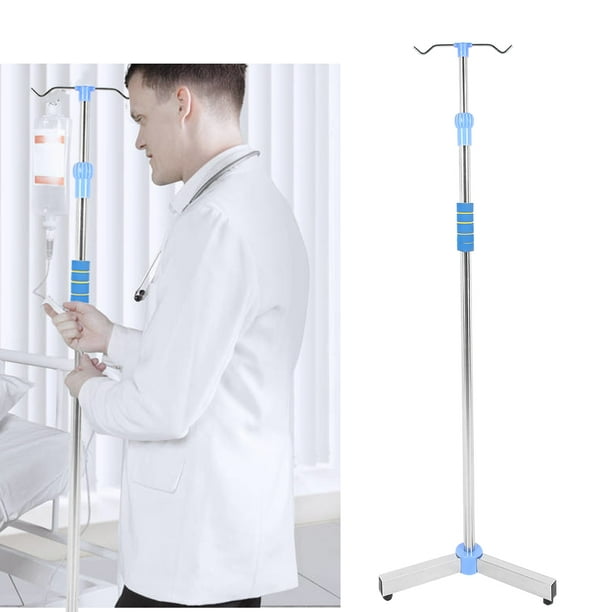 Fugacal Soporte para suero intravenoso portátil, IV Pole Stand para el hogar hospitalario, Soporte de infusión de Acero Inoxidable de Altura Ajustable con 2 Ganchos Fugacal No se aplica
