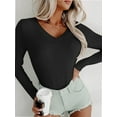 thumbnail image 2 of Long Sleeve Shirts for Women V Neck Basics Tops Lightweight Base Layer Slim Fit Top Undershirts, 2 of 6