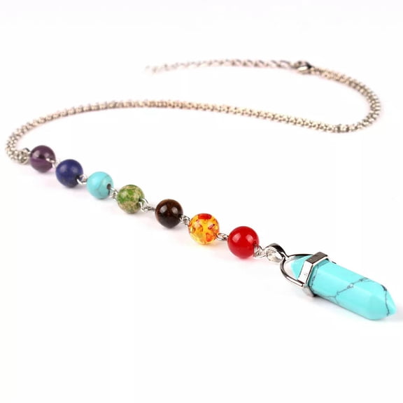 QQTDFG Natural Turquoise Gems Stone Pendulum Chakra Necklace Yogo Jewelry Wholesale-default