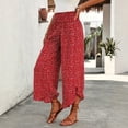thumbnail image 4 of Womens Polka Dot Gaucho Wide Leg Pants Ruffle Elastic Waist Palazzo Pants Flowy Summer Vacation Red XL, 4 of 5