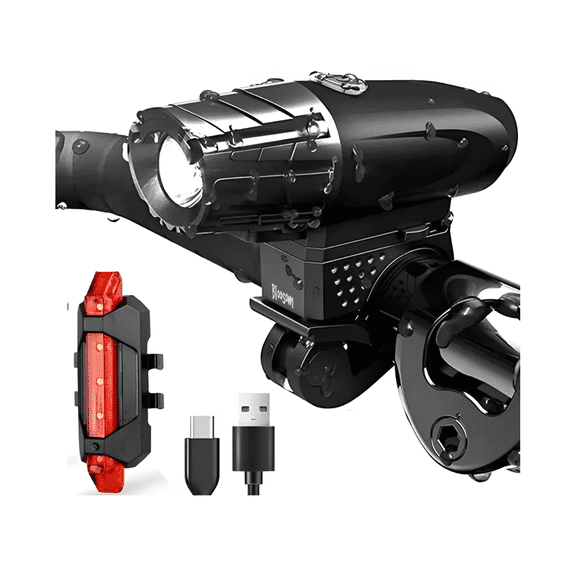 Lámpara Luces Bloosom Para Bicicleta Usb Recargable Luz Trasera Negro