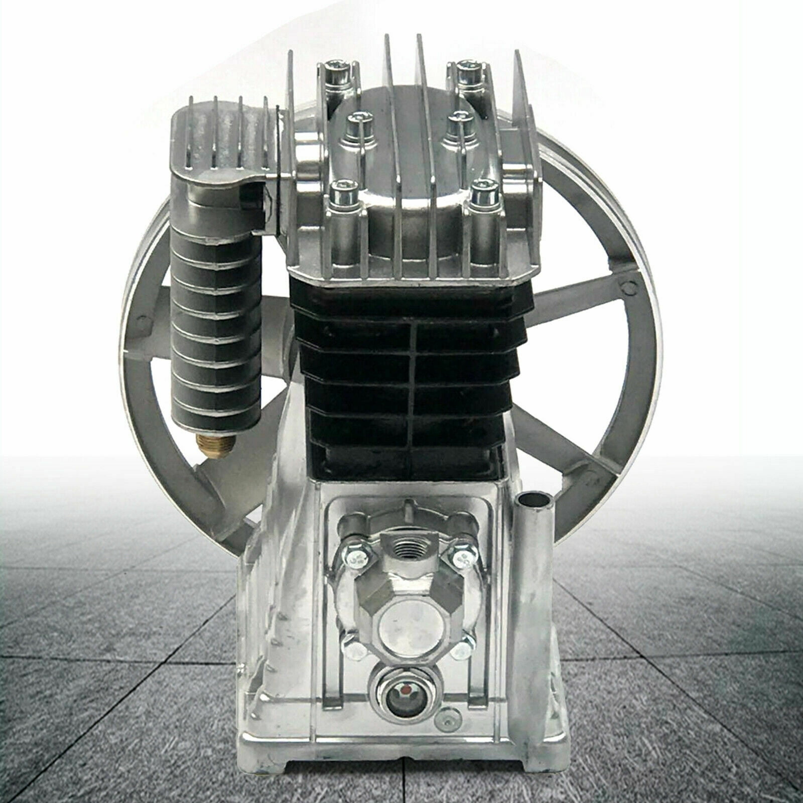2HP  175L/Min Air Compressor Pump, 1.5KW Piston Twin Cylinder Air Compressor Head Pump Aluminum Oil Lubricated Pump With Silencer, Breathing Nozzle