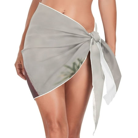 Ckdifva Christmas Gnome Leaves Pines Beach Cover Up for Women Swimsuit Coverups Bikini Wrap Short Skirt