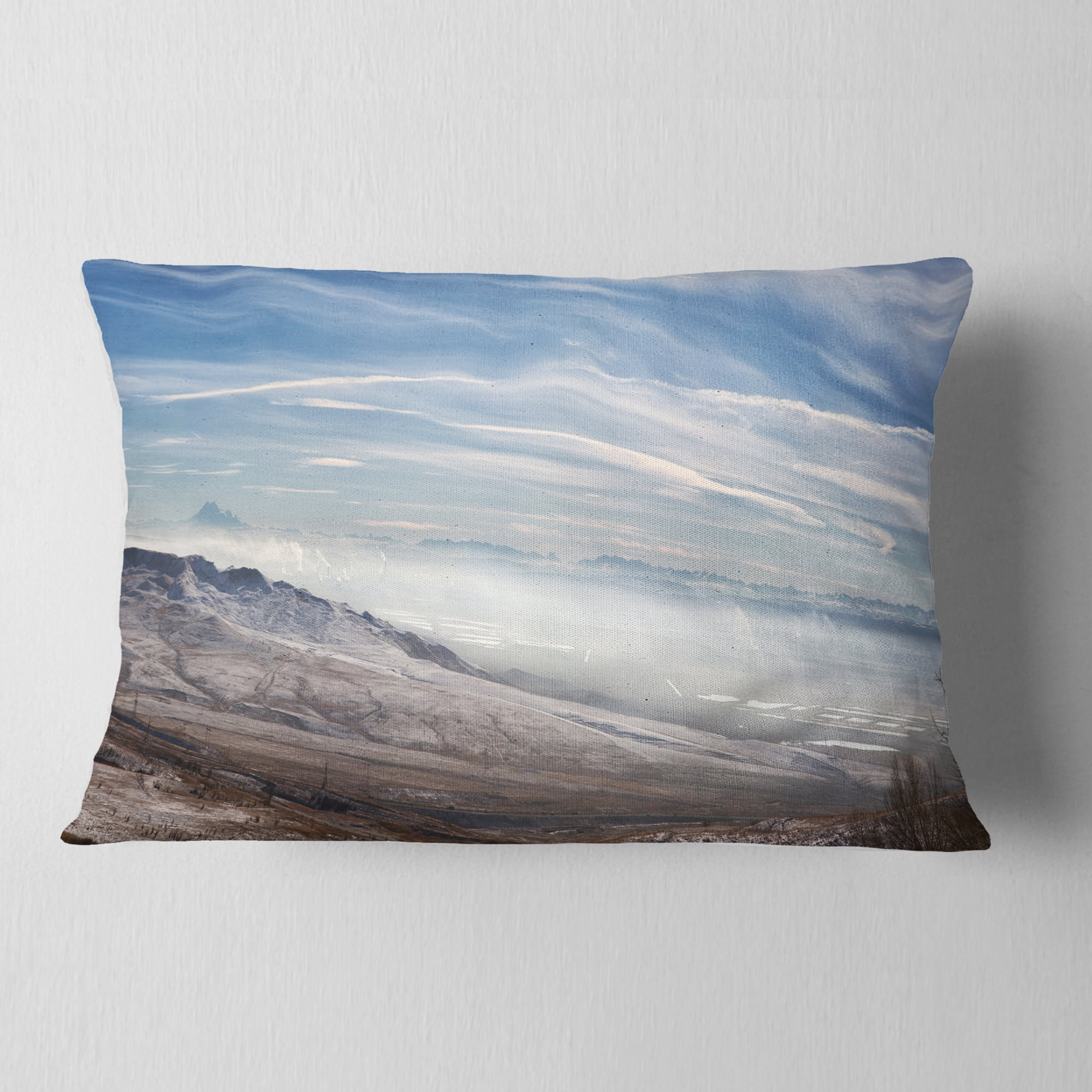 Designart 12" x 20" Blue Polyester Throw Pillow