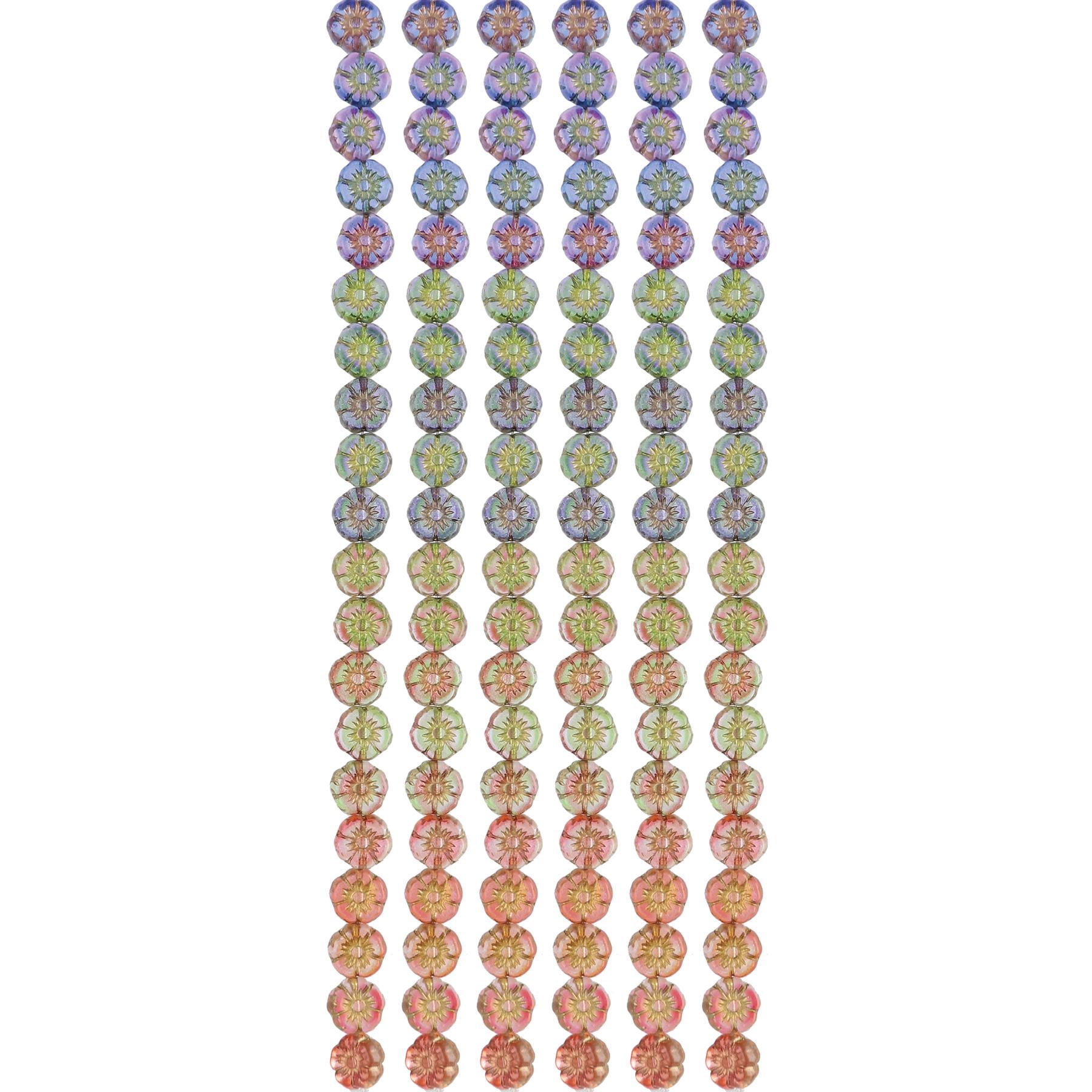 The Beadsmith Czech Glass Strands – Pressed & Table Cut Beads – 6 x 7-Inch Strands, 20 Beads Per Strand – Gold Sun Daisies Mix – for Jewelry Making, Decorations & DIY Crafts