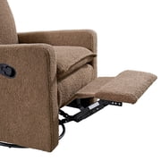 Soho Baby Coventry Upholstered Glider Recliner Rocking Chair 360° Swivel for Nursery and Living Room – Boucle Teddy Brown