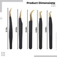 thumbnail image 4 of pinzas de pestañas profesionales, pinzas de extensión de pestañas de acero inoxidable de alta precisión con agarre de diamante antideslizante, pinzas de pestañas de punta curva para pestañas postizas,, 4 of 5