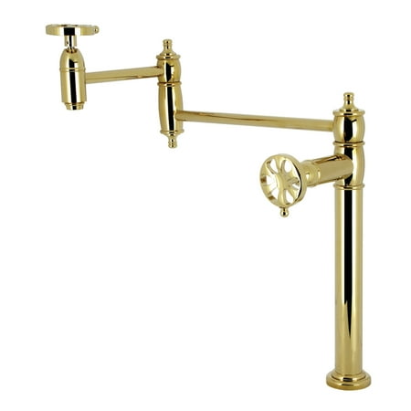 Kingston Brass KS3702RX Belknap Deck Mount Pot Filler Faucet, Polished Brass