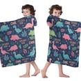 thumbnail image 4 of DarkBlue Cartoon Dinosaurs Explorer Pattern Hooded Bath Towel，60"x35" for Ages 3 To 12 Kids, Quick Dry Lightweight Soft Microfiber Hood Beach Towel Cover Up for Kids, 4 of 7