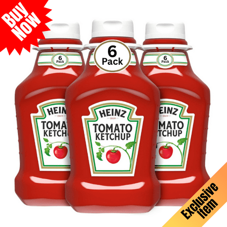 Heinz Original Tomato Ketchup, 44 oz, 6 Pack – Classic Thick & Rich Ketchup