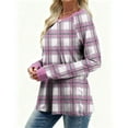 thumbnail image 5 of YUGYXL Trendy Plaid Shirts for Women Long Sleeve Crewneck Fall Graphic Pullover Top Lightweight Casual Soft Sweatshirt Pink XXL, 5 of 8
