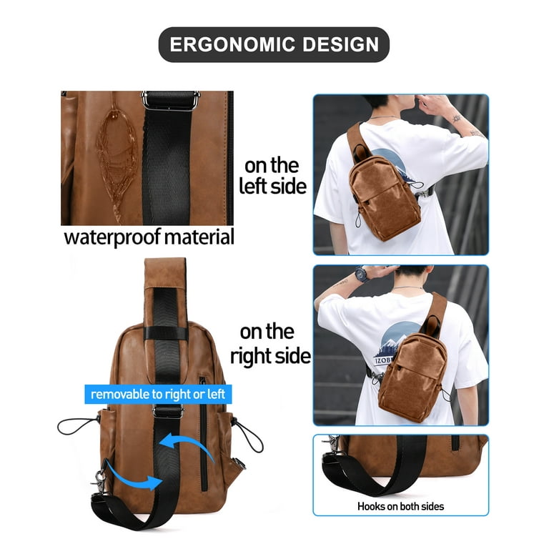 Waterproof Men Crossbody Bag Small Sling Chest Handbag Cross Body Messenger