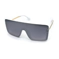 thumbnail image 2 of Unisex Rectangular Shield Robotic Oversize Sunglasses White Gold Silver Mirror, 2 of 4
