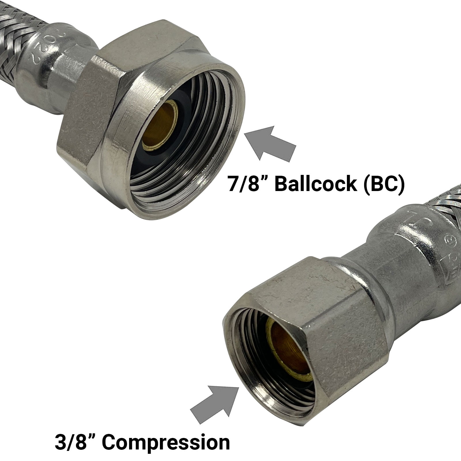 Miiflex 4AQP12B, Silver Stainless Steel 1/2 in Angle Shut Off Valve