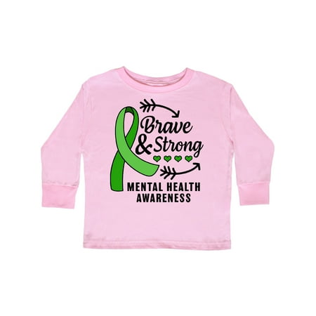

Inktastic Mental Health Awareness Brave and Strong with Arrows Gift Toddler Boy or Toddler Girl Long Sleeve T-Shirt