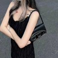 thumbnail image 2 of 25-26 Womens 1DR Leather Shoulder Bag Trendy Lightweight Clutch Purse Pu Underarm Bag Black New, 2 of 3