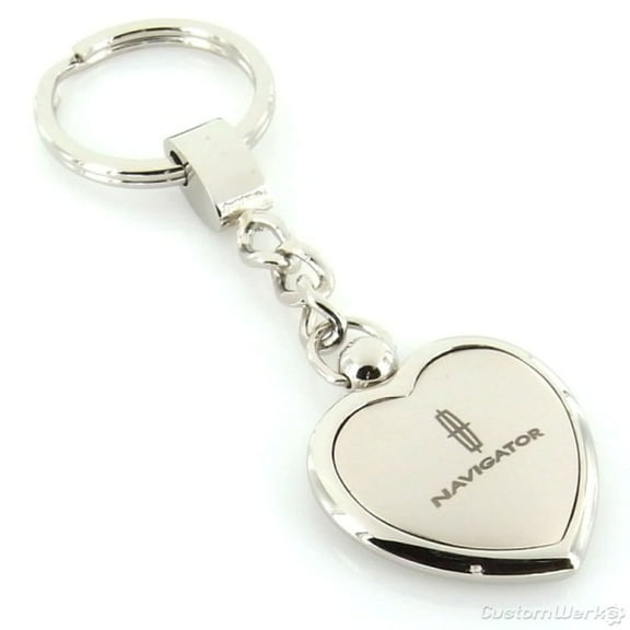 Lincoln Navigator Heart Shape Chain Keychain (Chrome)