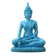 thumbnail image 1 of Estatua de Buda Zen de resina azul con acabado de arenisca de 8 pulgadas, 1 of 3