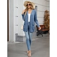 thumbnail image 4 of Chiclily Women's Open Front Cardigan Shirt Loose Thin Knit Long Sleeve Lightweight Coat for Fall with Pockets, Blue Size XL, 4 of 8