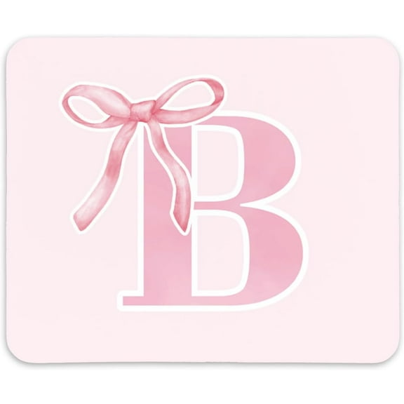 Coquette Trendy Initial B Pink Bow Mouse Pad,Personalized Pink Desk Mat Teen Girl Gifts,Monogrammed Gifts for Women,Pink Mouse pad for Desk Home Office Gaming Working,9x8 inches