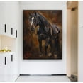 thumbnail image 3 of Horse Oil Painting Black And Brown Horse Canvas Art Framed Horse Picture Wall Art For Livingroom Bedroom Office, 3 of 7
